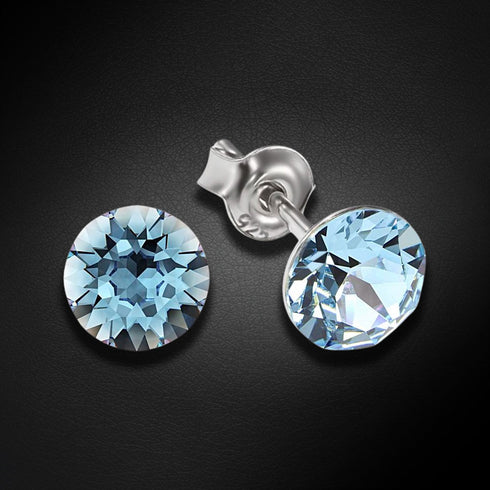 Sudraba auskari "Klasika (Aquamarine Blue)" ar Swarovski™ kristāliem